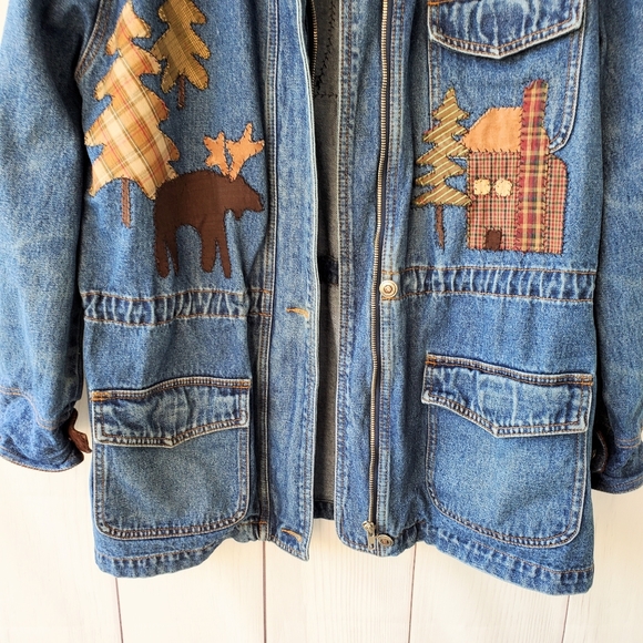 Vintage denim jacket patched printed - Picture 6 of 14